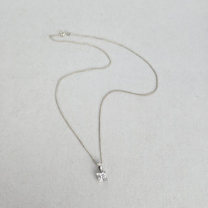 925 Sterling Silver Clear Princess Cut CZ Pendant Necklace