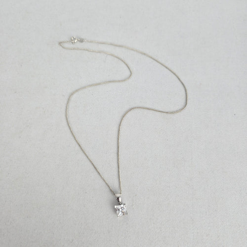 925 Sterling Silver Clear Princess Cut CZ Pendant Necklace
