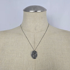Vintage Sterling Silver Guardian Angel Pendant Necklace