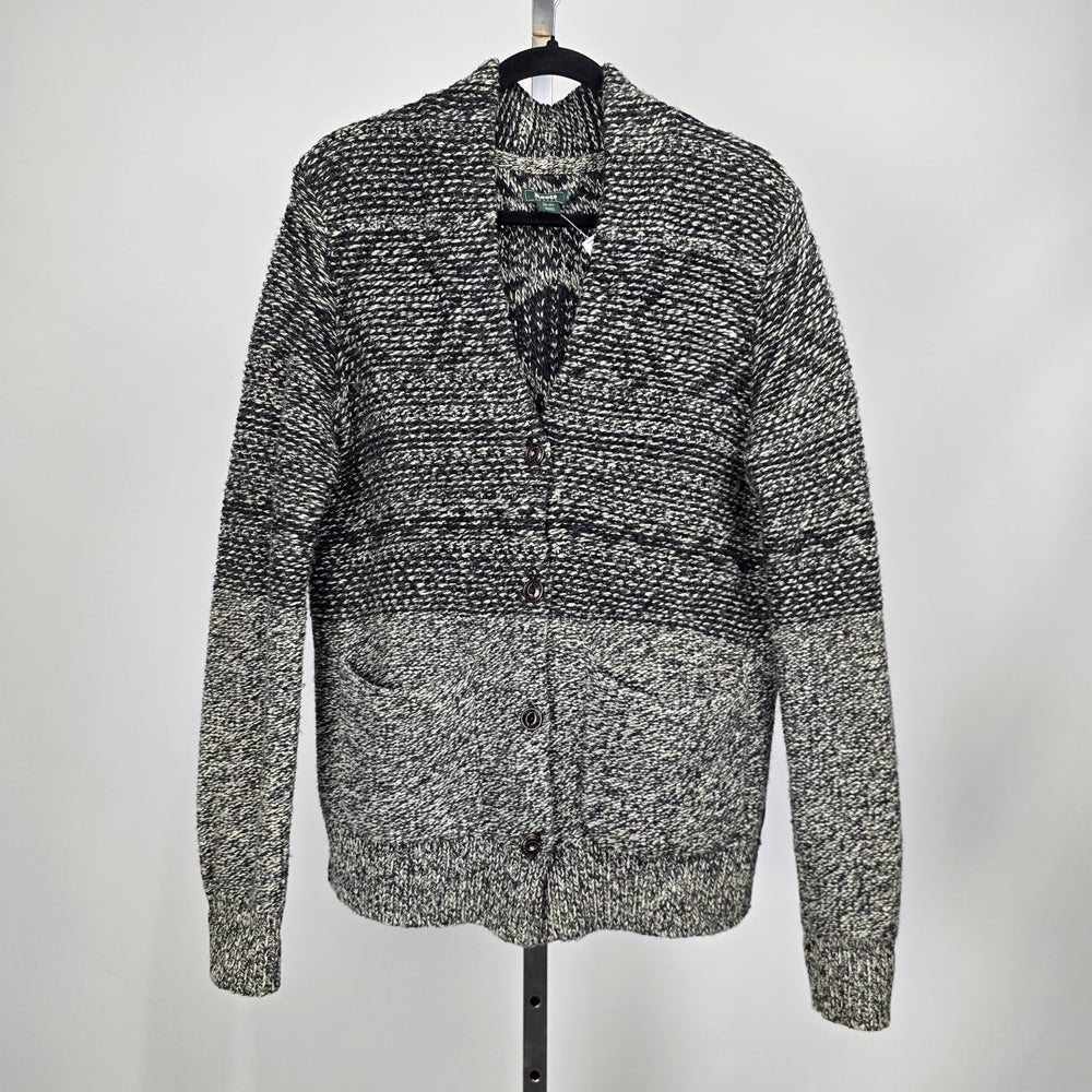 Roots Canada Wool Blend Marled Knit Sweater Black Cream Size M