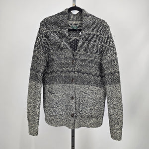 Roots Canada Wool Blend Marled Knit Sweater Black Cream Size M