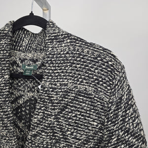 Roots Canada Wool Blend Marled Knit Sweater Black Cream Size M