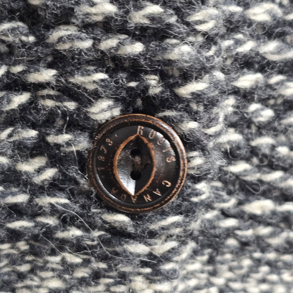 Roots Canada Wool Blend Marled Knit Sweater Black Cream Size M