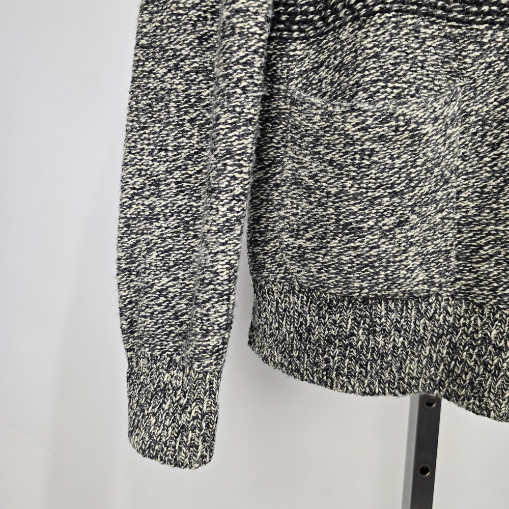 Roots Canada Wool Blend Marled Knit Sweater Black Cream Size M