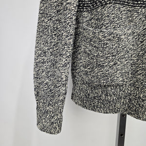 Roots Canada Wool Blend Marled Knit Sweater Black Cream Size M
