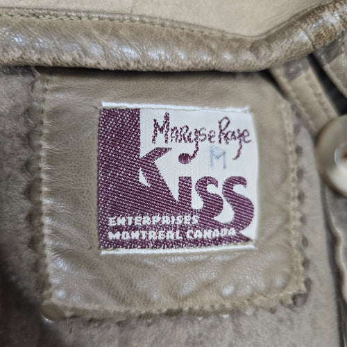 Vintage 1980s Maryse Roye for KISS Montreal Leather Shearling Coat Size M