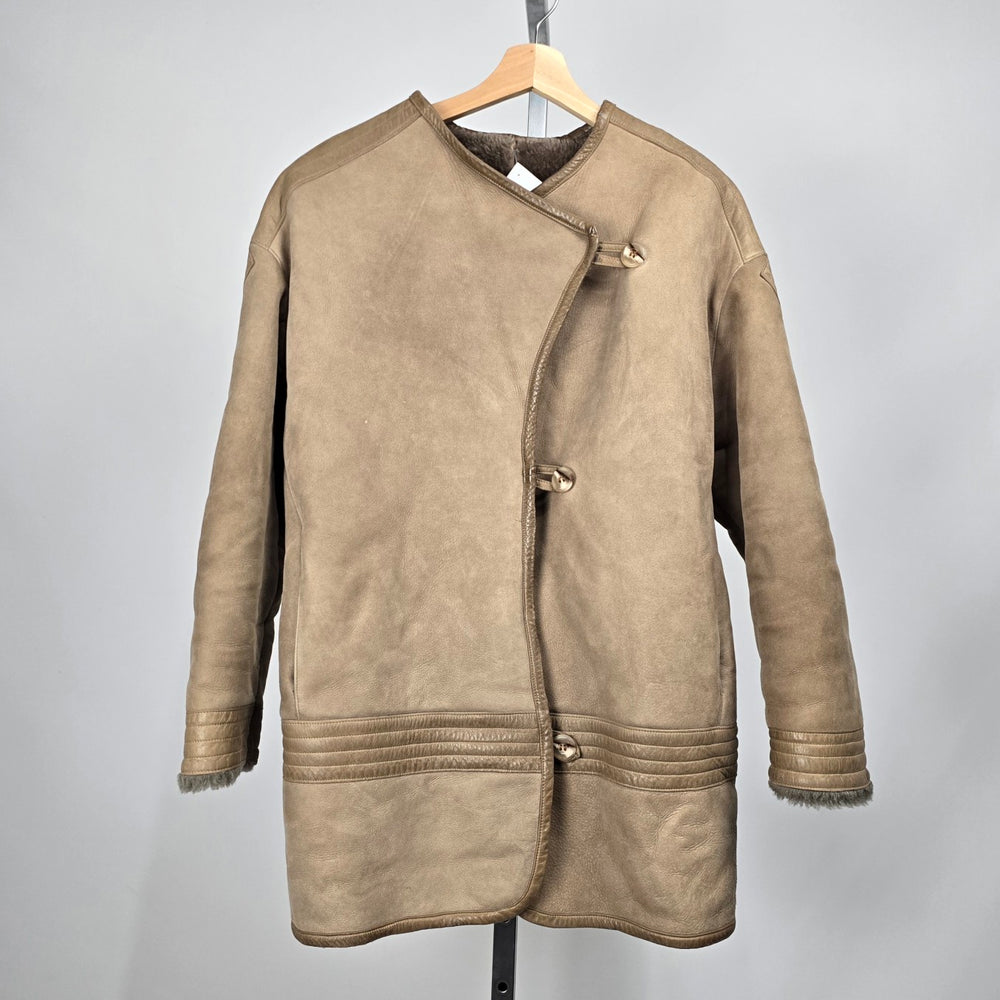 Vintage 1980s Maryse Roye for KISS Montreal Leather Shearling Coat Size M