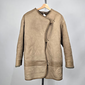 Vintage 1980s Maryse Roye for KISS Montreal Leather Shearling Coat Size M