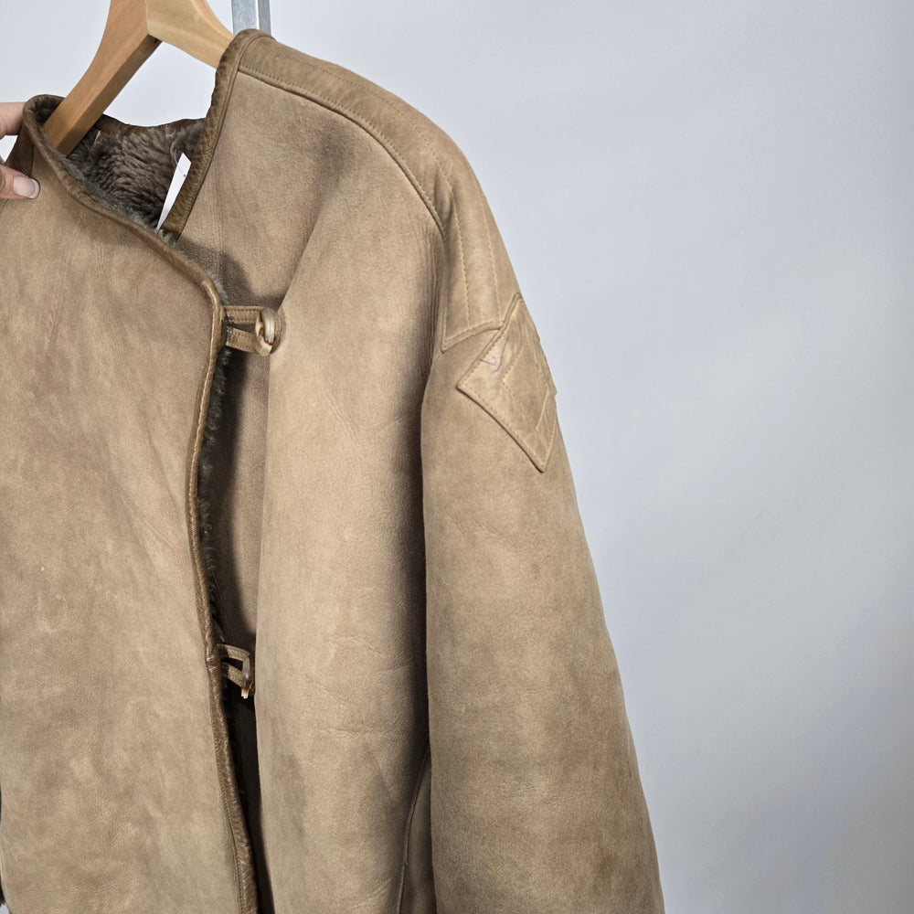 Vintage 1980s Maryse Roye for KISS Montreal Leather Shearling Coat Size M