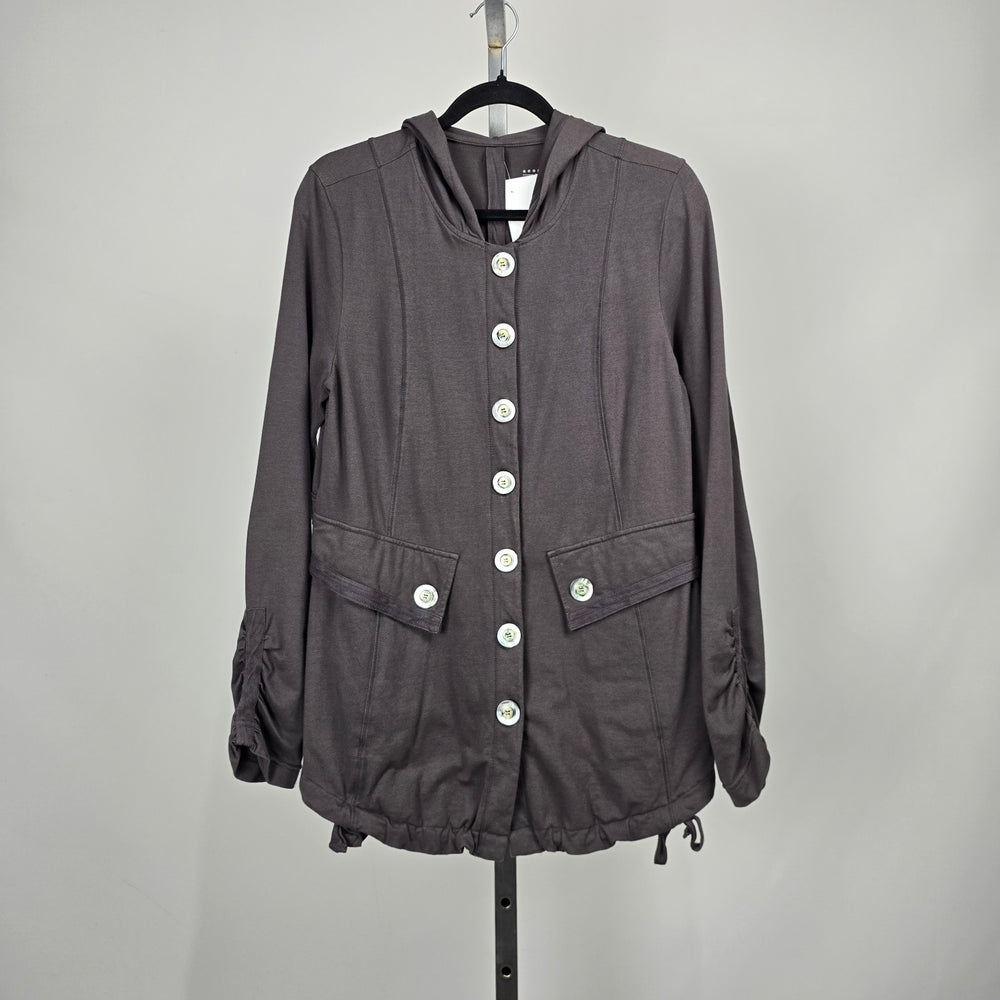 Neon Buddha Hooded Button Front Jacket Charcoal Gray Size S