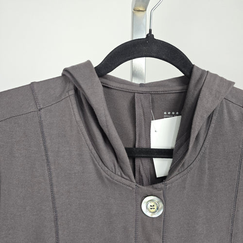 Neon Buddha Hooded Button Front Jacket Charcoal Gray Size S