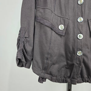 Neon Buddha Hooded Button Front Jacket Charcoal Gray Size S