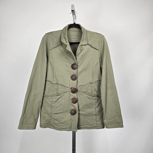 Neon Buddha Sage Green Button Front Cotton Jacket Size M