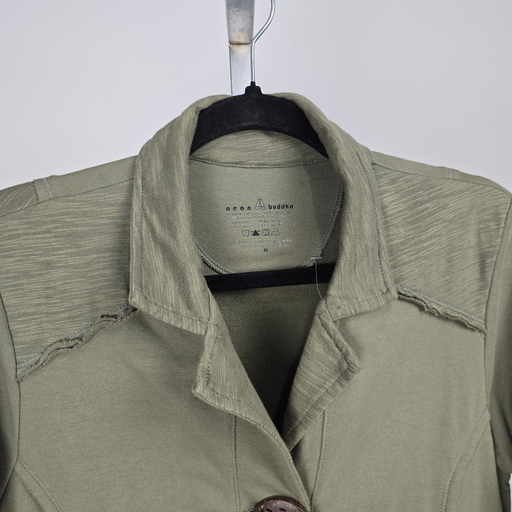 Neon Buddha Sage Green Button Front Cotton Jacket Size M