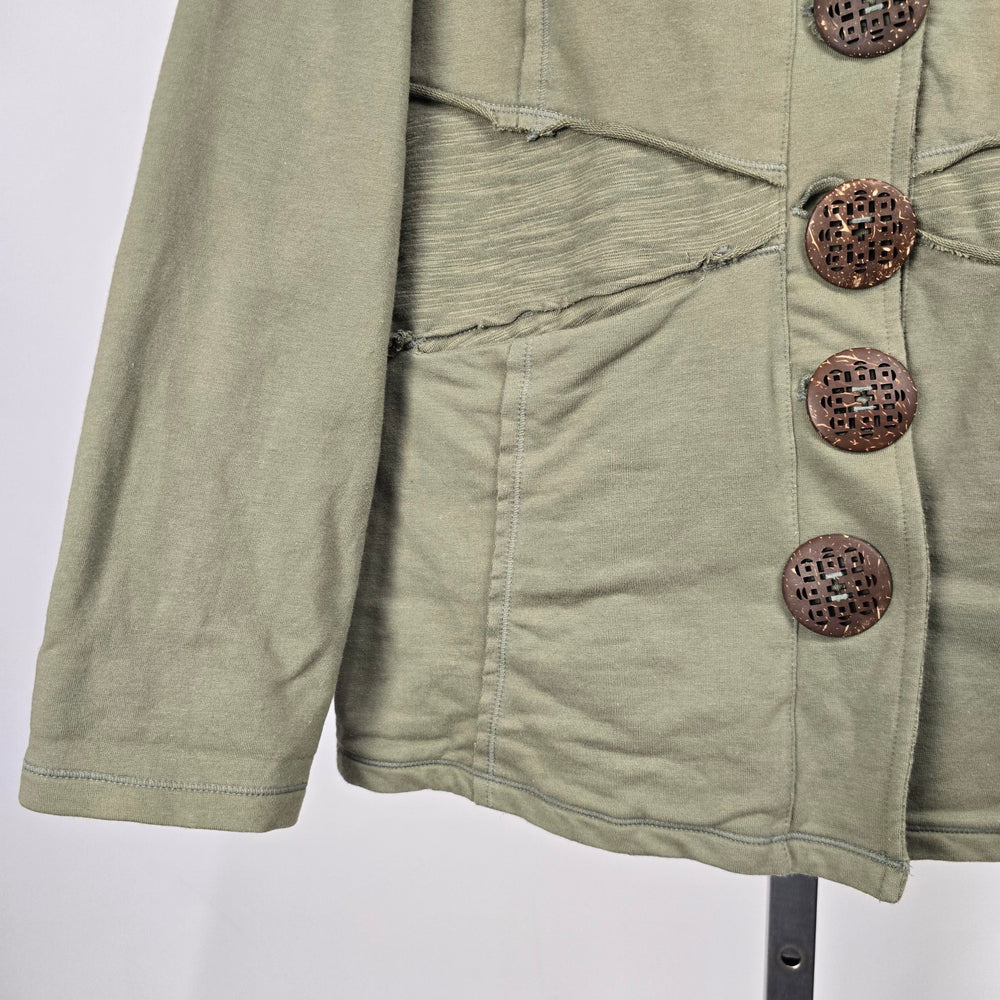Neon Buddha Sage Green Button Front Cotton Jacket Size M