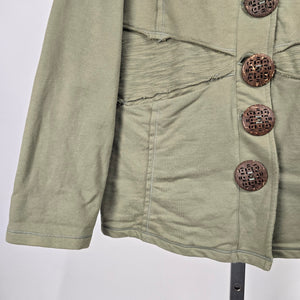 Neon Buddha Sage Green Button Front Cotton Jacket Size M