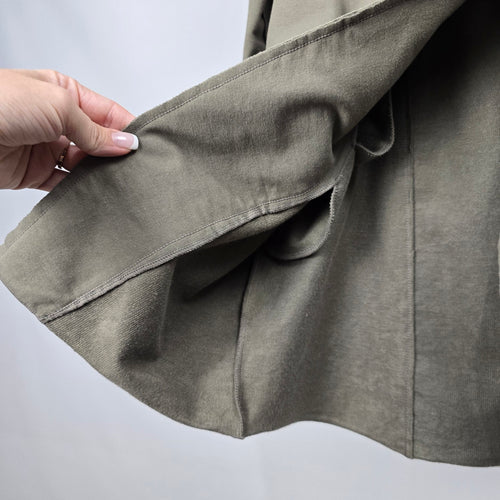 Neon Buddha Olive Green Long Button Front Jacket Coat Size M