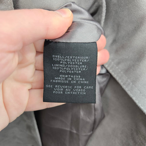 Steve Madden Gray Faux Suede Double Breasted Trench Coat Belted Size L