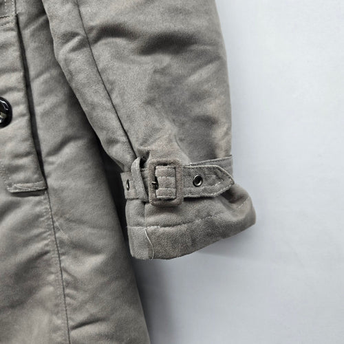 Steve Madden Gray Faux Suede Double Breasted Trench Coat Belted Size L
