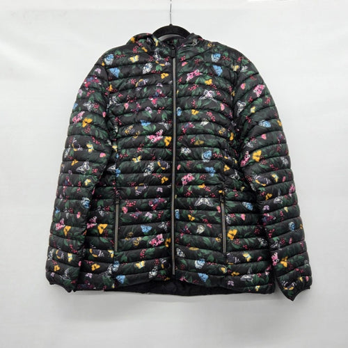 Joules Right as Rain Butterfly Floral Packable Puffer Jacket - Size 16