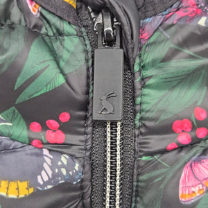 Joules Right as Rain Butterfly Floral Packable Puffer Jacket - Size 16