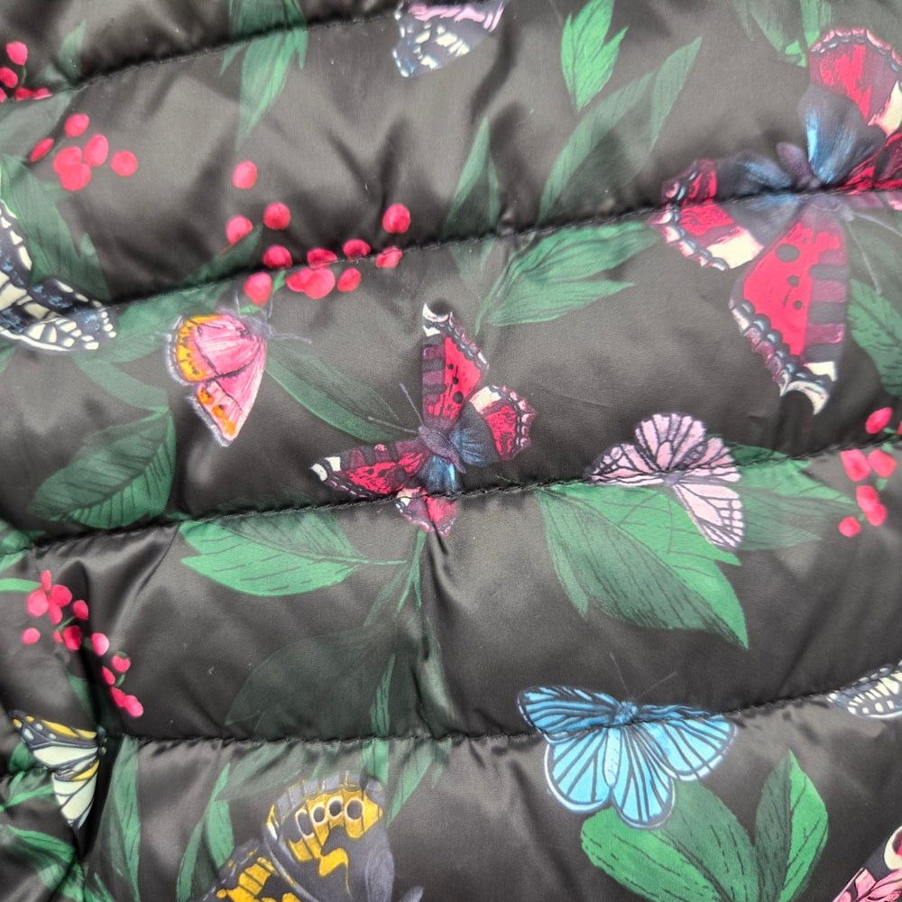 Joules Right as Rain Butterfly Floral Packable Puffer Jacket - Size 16