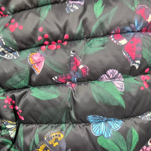 Joules Right as Rain Butterfly Floral Packable Puffer Jacket - Size 16