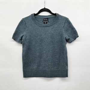 Nicole Miller New York Extra Fine Merino Wool Short Sleeve Sweater Teal - Size M