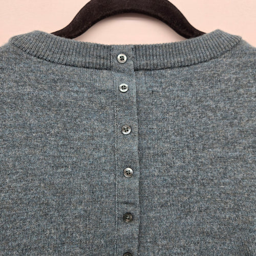 Nicole Miller New York Extra Fine Merino Wool Short Sleeve Sweater Teal - Size M