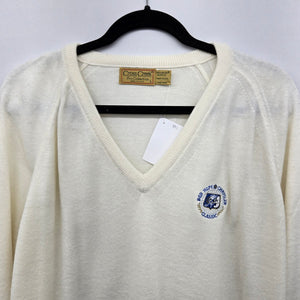 Vintage Cross Creek Bob Hope Chrysler Classic V-Neck Sweater Ivory Size L