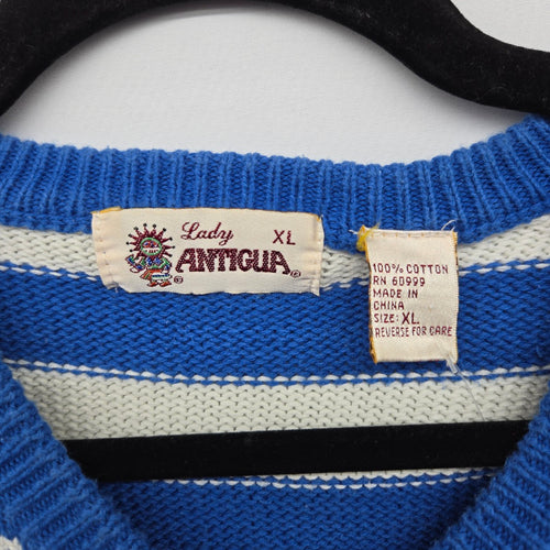 Vintage Lady Antigua Bob Hope Chrysler Classic Golf Sweater Blue Cream Size XL