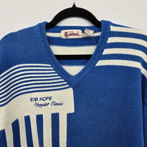 Vintage Lady Antigua Bob Hope Chrysler Classic Golf Sweater Blue Cream Size XL