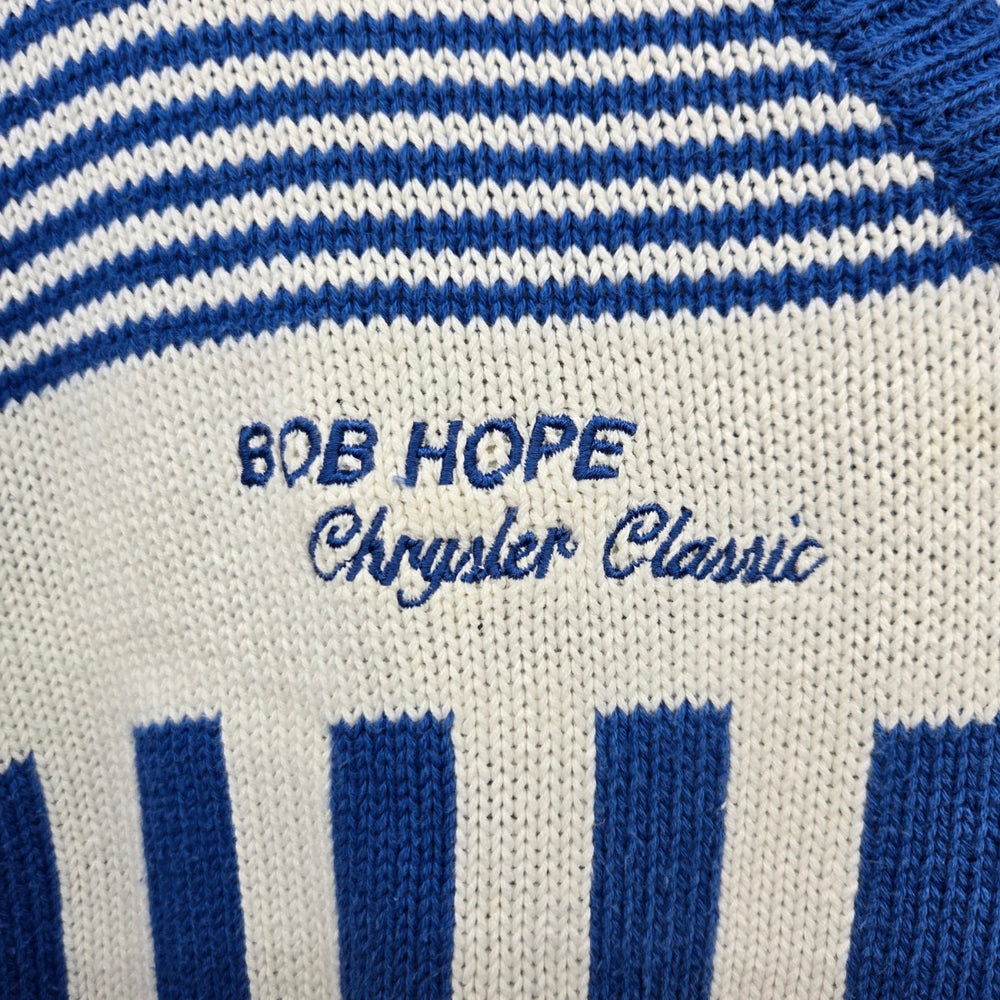 Vintage Lady Antigua Bob Hope Chrysler Classic Golf Sweater Blue Cream Size XL