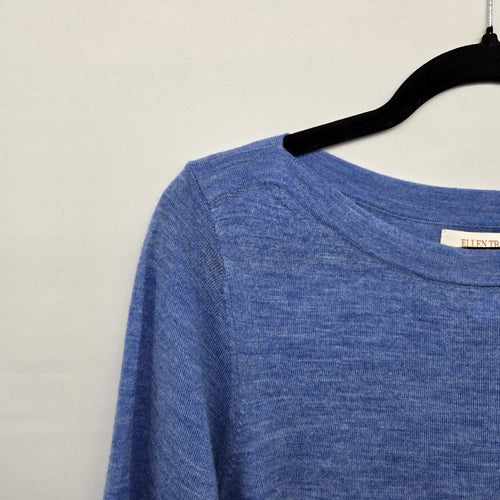Ellen Tracy Blue Extra Fine Merino Wool Sweater - Size L