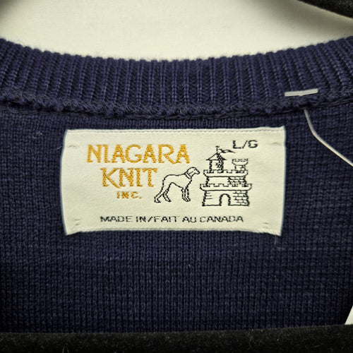 Vintage Niagara Knit Canadian Regional Navy V-Neck Sweater - Size L