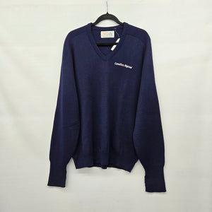 Vintage Niagara Knit Canadian Regional Navy V-Neck Sweater - Size L