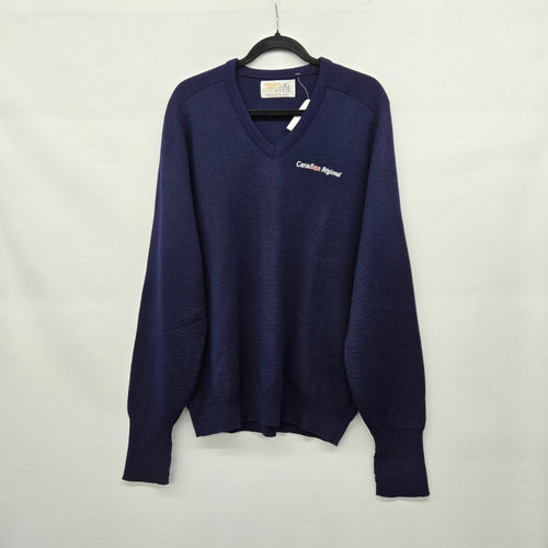 Vintage Niagara Knit Canadian Regional Navy V-Neck Sweater - Size L