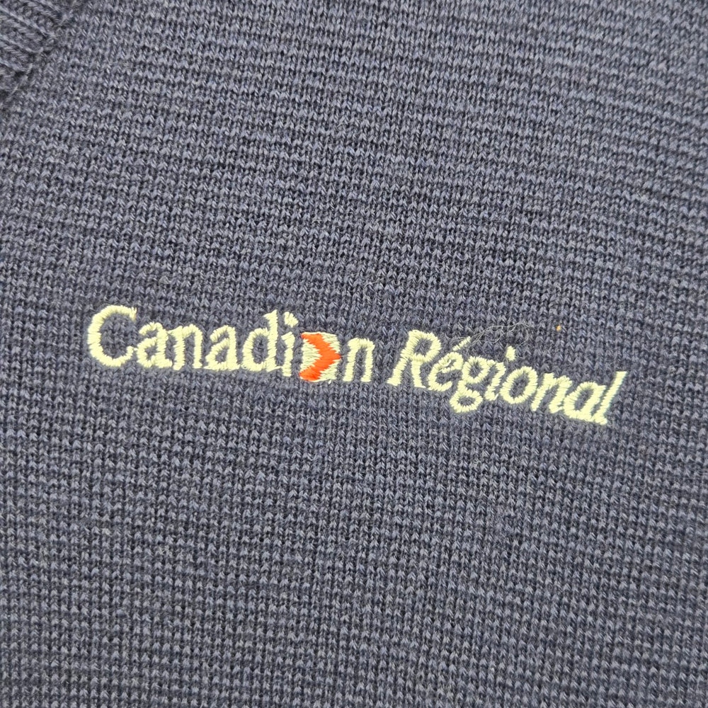 Vintage Niagara Knit Canadian Regional Navy V-Neck Sweater - Size L