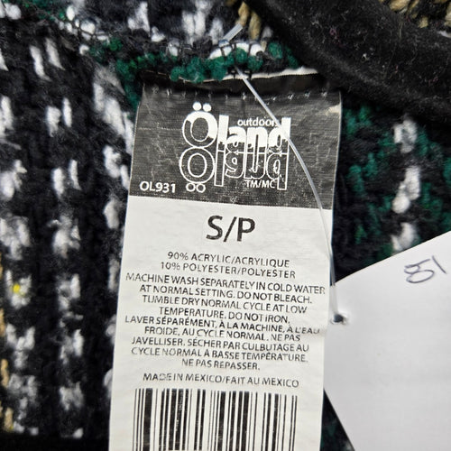 Outdoor Baja Woven Baja Hoodie Green Black Tan Pullover - Size S