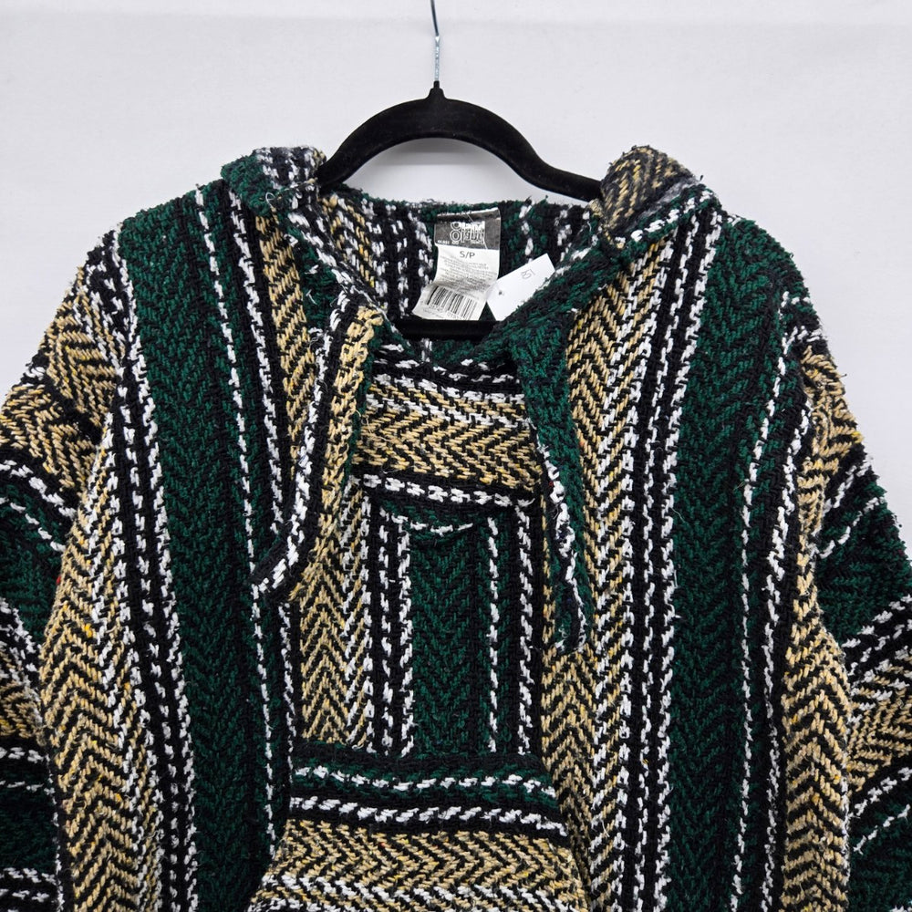 Outdoor Baja Woven Baja Hoodie Green Black Tan Pullover - Size S