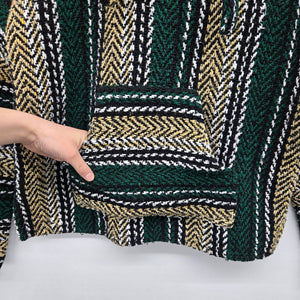 Outdoor Baja Woven Baja Hoodie Green Black Tan Pullover - Size S