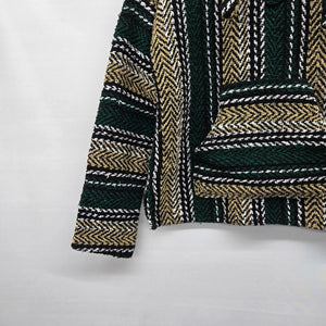 Outdoor Baja Woven Baja Hoodie Green Black Tan Pullover - Size S