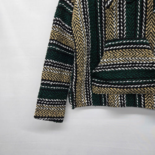 Outdoor Baja Woven Baja Hoodie Green Black Tan Pullover - Size S