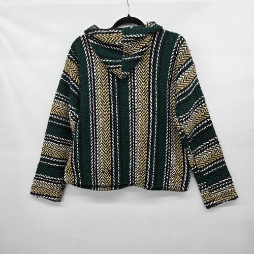 Outdoor Baja Woven Baja Hoodie Green Black Tan Pullover - Size S