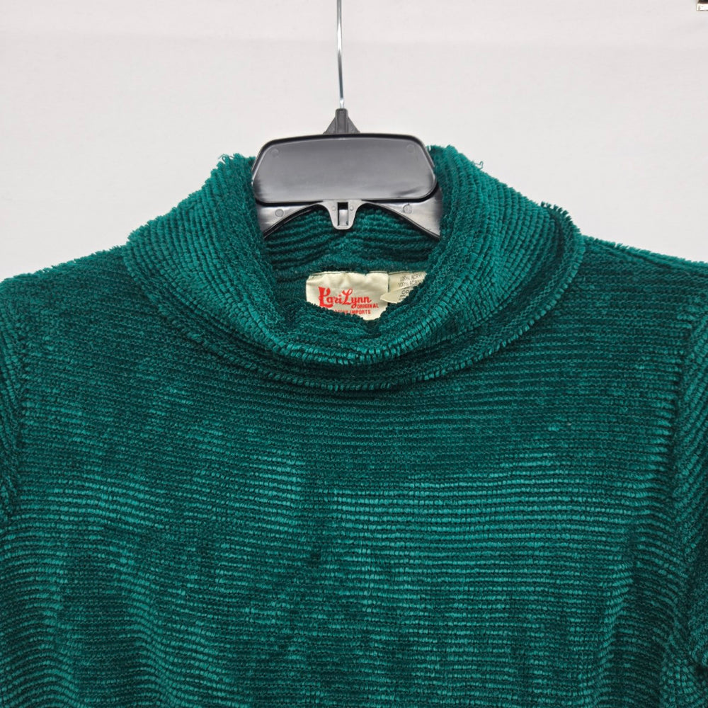 Vintage Kari Lynn Emerald Green Chenille Turtleneck Sweater - Size S/M
