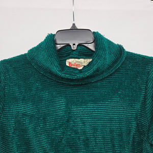 Vintage Kari Lynn Emerald Green Chenille Turtleneck Sweater - Size S/M