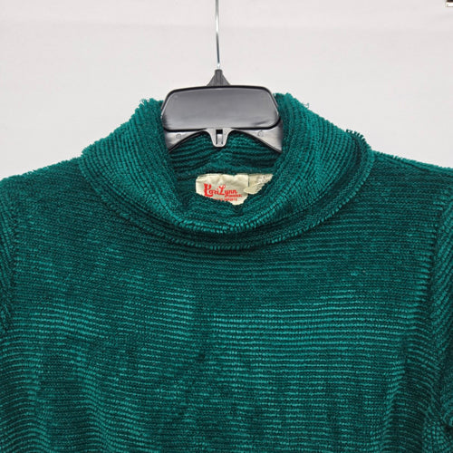 Vintage Kari Lynn Emerald Green Chenille Turtleneck Sweater - Size S/M