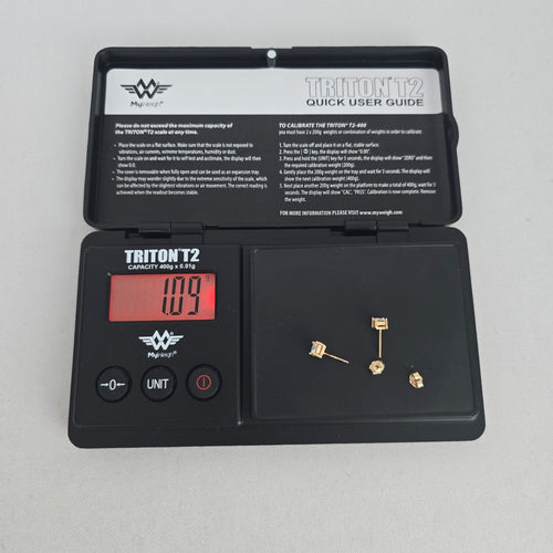 10K Yellow Gold Square CZ Stone Stud Earrings Pierced
