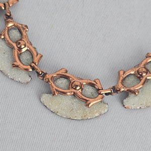 Vintage Matisse Copper White Enamel Statement Collar Necklace Signed