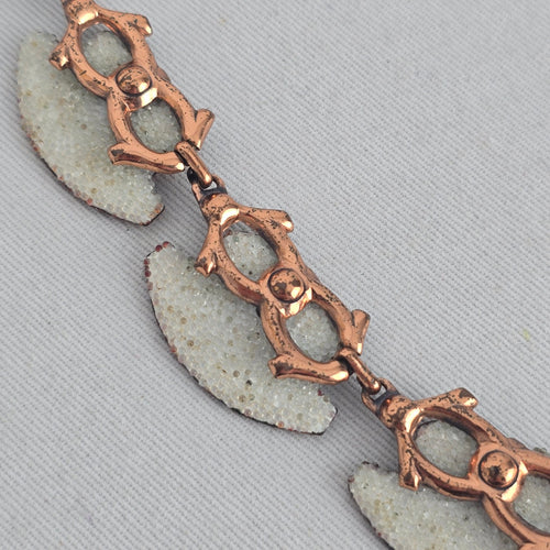 Vintage Matisse Copper White Enamel Statement Collar Necklace Signed